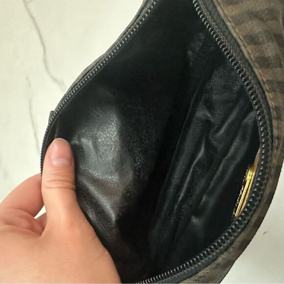 Fendi Dark Green & Brown Cloth Clutch Purse Bag One Size - Picture 7 of 16